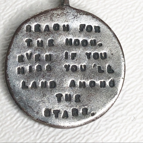 Reach For The Moon Quote Necklace Sterling Silver - Picture 3 of 8